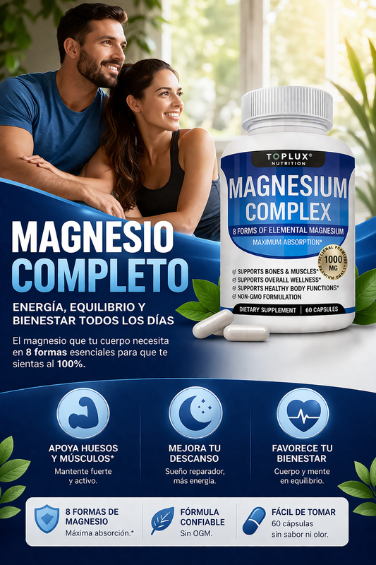 ✨ Magnesio Complex 8 en 1 – Recupera tu descanso, energía y bienestar 1000 mg