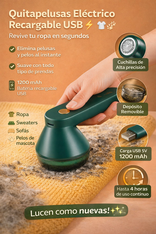 ✨Removedor de Pelusas Eléctrico Portátil USB